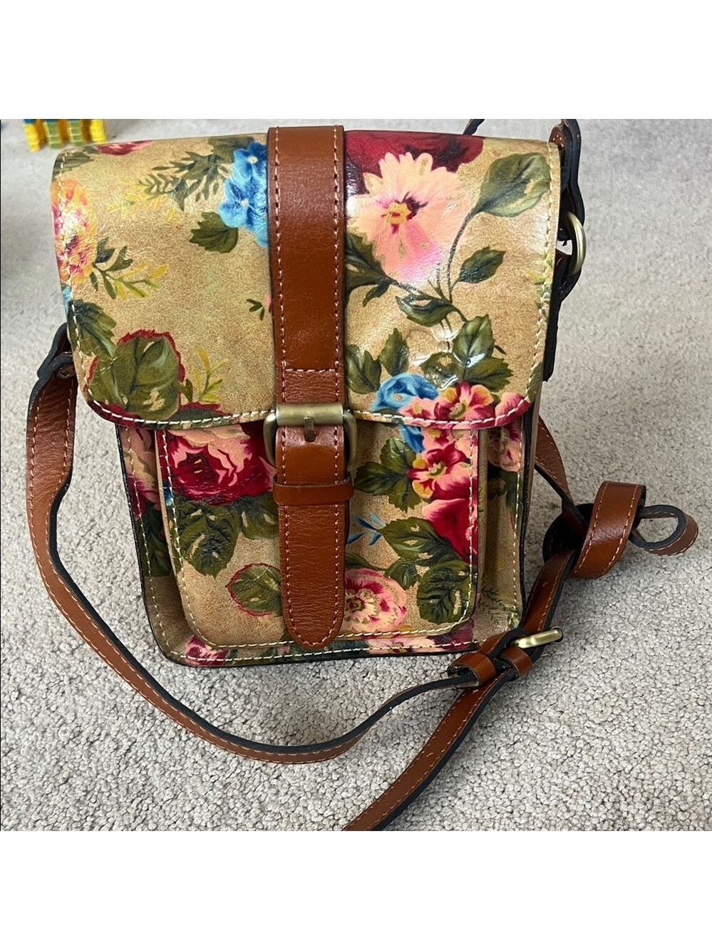 Patricia Nash Leather Floral Cascina Crossbody Bag